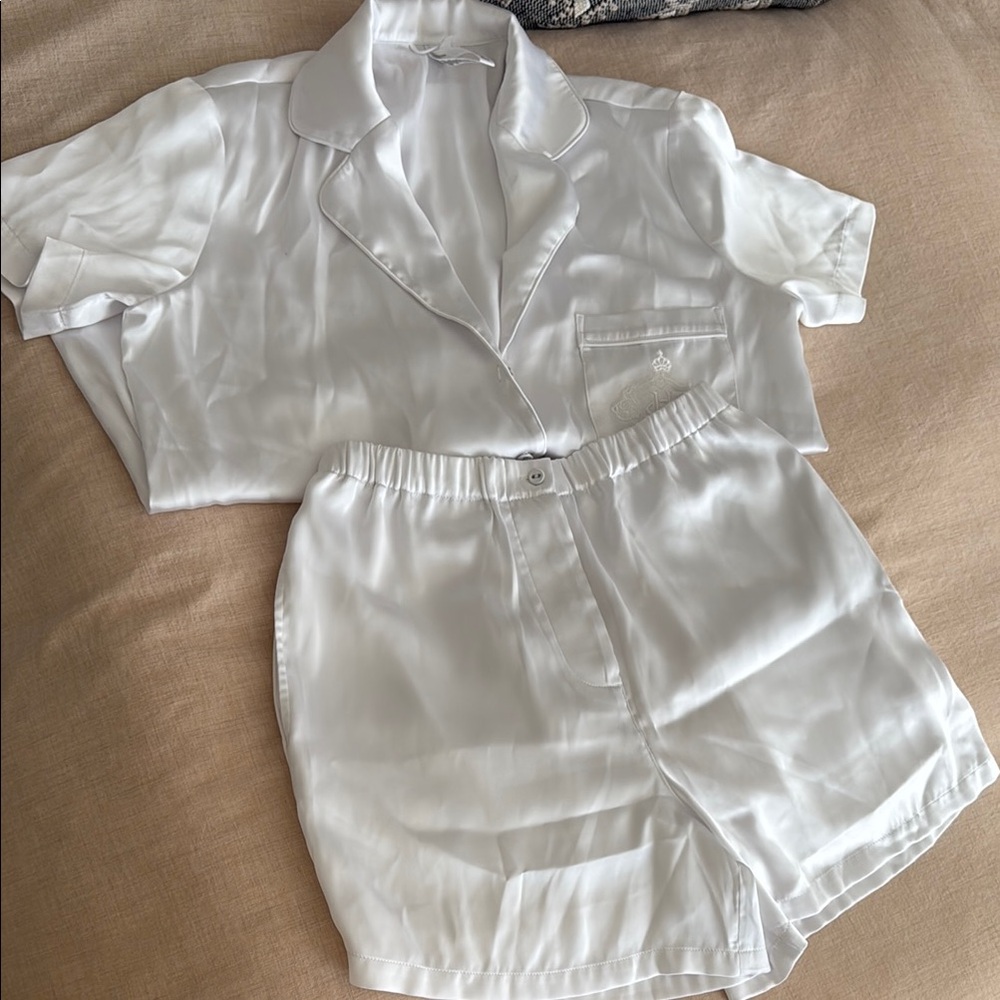 White Satin Pajama Set